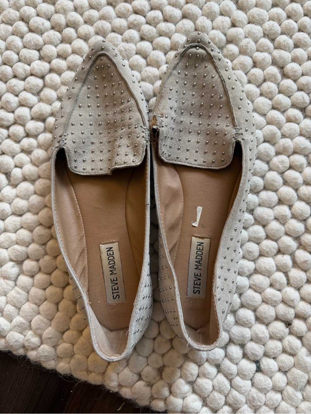 Steve Madden Beige Studded Suede Loafers